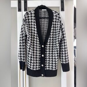 Black and White Houndstooth Cardigan